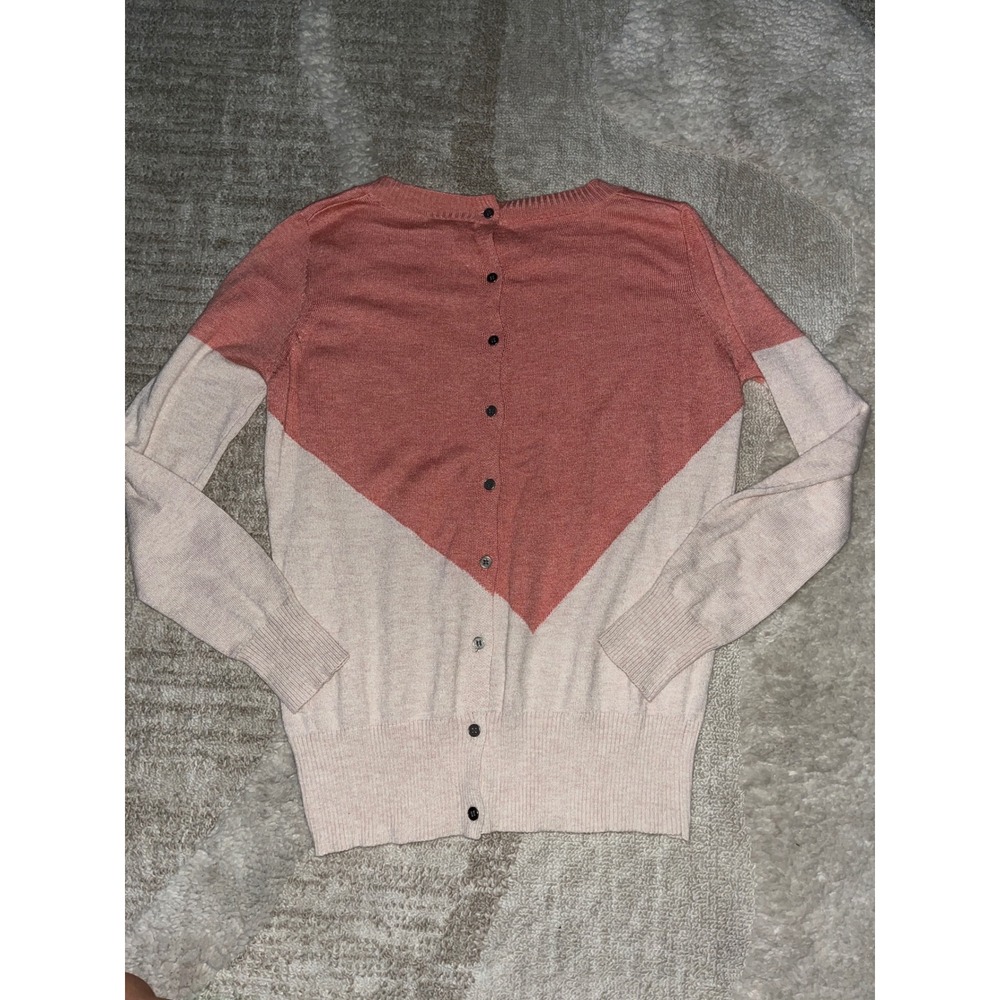 41 Hawthorn Women Mauve Pink Beige Colorblock Button Back Sweater Size M - Picture 5 of 5